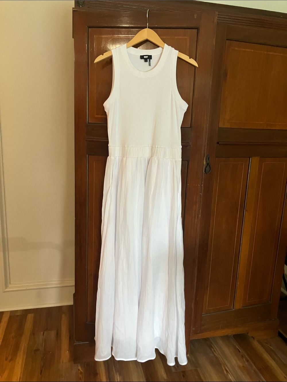 DKNY White Sleeveless Maxi Dress